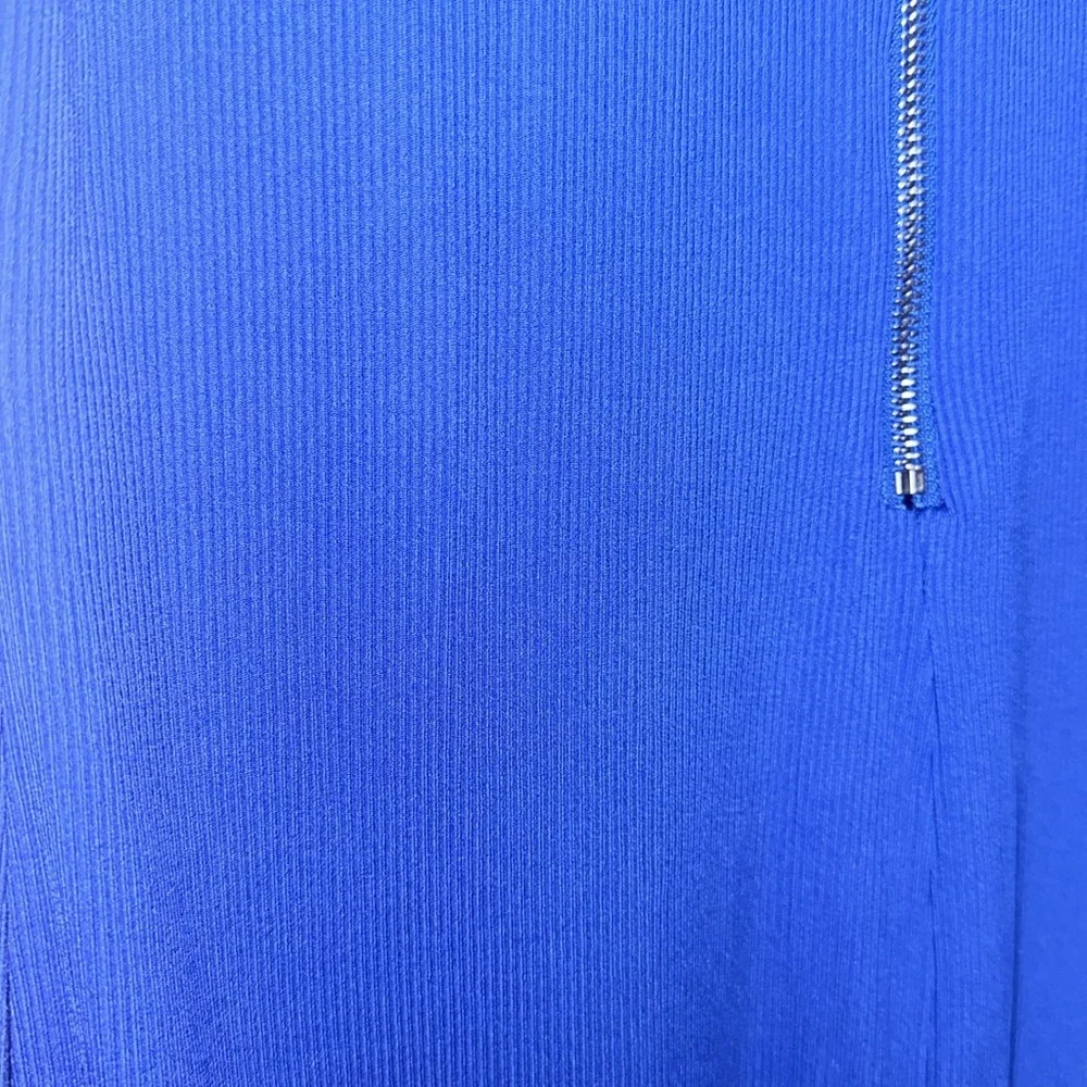 Pretty Garden Blue Ribbed Sleeveless Mock Neck Jumpsuit Women's Large - Picture 6 of 7